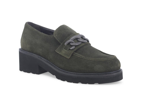 Melluso Winter Loafers with Chain Suede Leather Upper